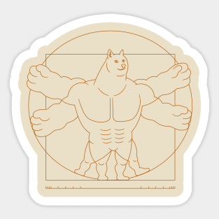 Vitruvian Swole Doge Sticker